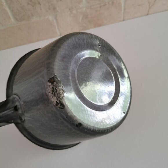 Gray Graniteware Sauce Pan Vintage, Speckled Swirl Enamelware Pot with Handle Ki - Picture 4 of 8